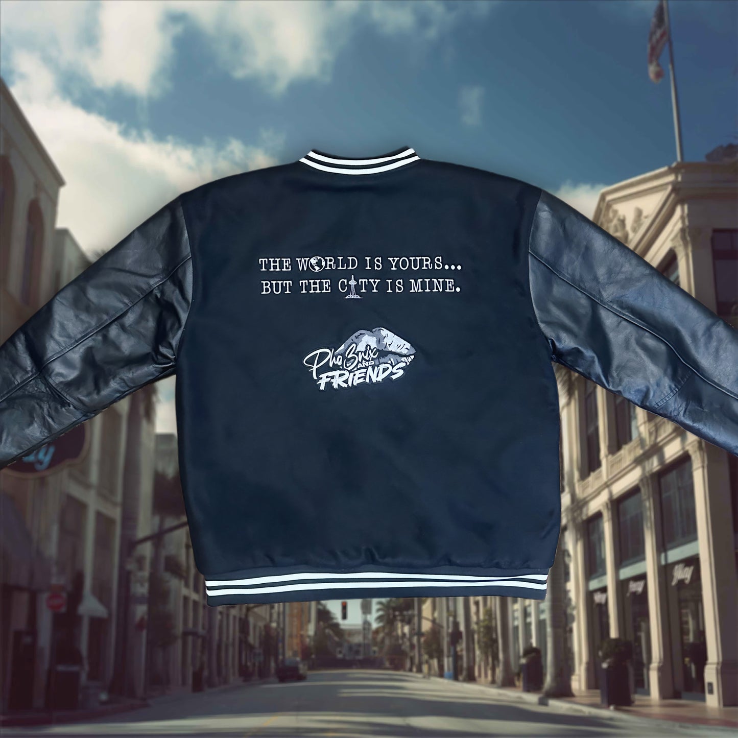 “City Is Mine” Leather Varsity Jacket